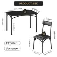 Juego de Comedor de 5 Piezas para 4 Personas con Sillas Tapizadas, Mesa Rectangular para Cocina o Comedor, Muebles Compactos Ideales para Espacios Pequeños, Departamento o Estudio - Negro - Ver 7