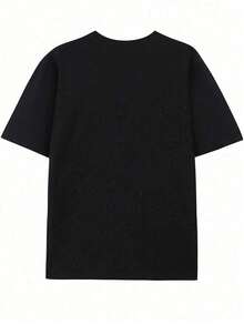 180g High-Quality 100% Cotton T-Shirt, Blue Camouflage Printing, American Outdoor Style Design, Loose And Comfortable, Is A  Item For Outdoor Lovers, Casual And Versatile, Machine Washable, Suitable For Daily Wear. - 黑色 - 查看 2