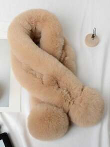 1条纯色仿毛皮围巾，蓬松加厚毛球围脖，适合日常及户外佩戴，秋冬季节适用。 - 彩色 - 查看 13