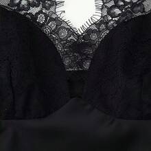 女士优雅吊带性感撞色蕾丝无袖背心，时尚修身复古背心，2026新款女士街头休闲黑色夏季装 - 黑色 - 查看 4
