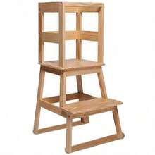 Wooden Childrens Toddler Learning Step Stool Stairs Ladder Tower - Natural - View 4