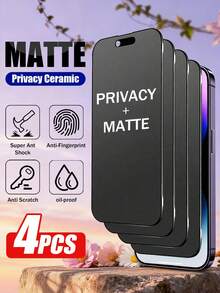XINHONGYU 4片装磨砂防窥屏保护膜，兼容 17 Pro Max [6.9英寸]，采用TPU软膜材质（非钢化玻璃/陶瓷），防摔防撞，确保屏幕仅正面可见，是日常、办公、居家使用的理想之选。这款手机屏幕保护膜防水、防震、防刮，有效保护您的手机隐私。 - 4pcs - 查看 26