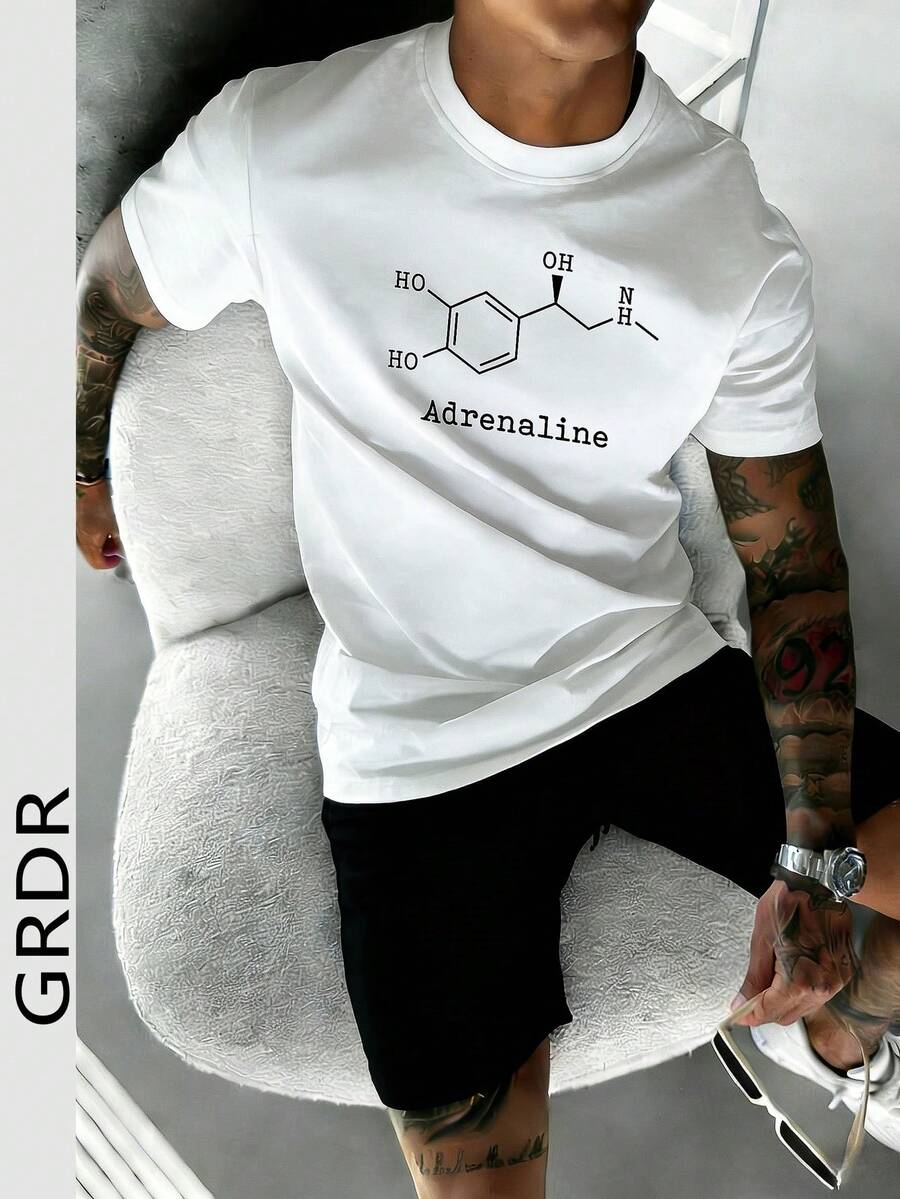 GRDR 男士时尚印花宽松短袖T恤 | 精致设计 | 夏季必备 | 百搭易配 | 展现您的风格 - 白色 - 查看 1