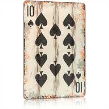 2D Flat - Retro Poker Metal Sign - 10 Square Poker Wall Decoration, Rustic Iron Art 2D Flat Design, Ideal Gift For Gamers And Collectors, Perfect For Cave Or Home Decoration, 12x8inch Durable Wall Art, Game Room Decoration| Retro Poker Theme| Durable - Multiple - View 3