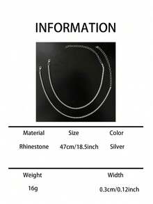 2pcs Set Women's Rhinestone Necklace, Formal Occasion Necklace - Silver - View 4