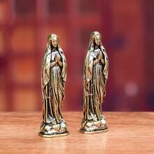 Vintage Brass Maria Statue - Versatile Home And Office Decor For Bookshelf, Living Room, Or Entryway - 1 PC Bronze Statue Of the Virgin Mary - View 6