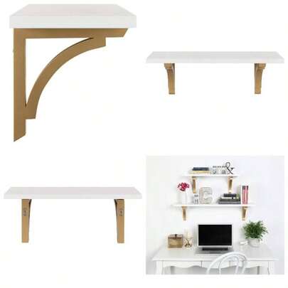 Corblynd Traditional Wood Wall Shelf, 24 Inches, Brown With Black Corbels