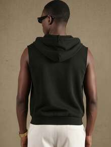 休闲百搭无袖背心，时尚男士户外运动衬衫 - 黑色 - 查看 2