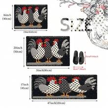 1/2/3pcs Flannel Spring Vitality Kitchen Carpet Set |   Polka Dot Rooster Style, Flannel Material, Non-Slip, Soft, Comfortable, Easy To Clean, Suitable For Bathroom, Door Mat, Bedroom, Living Room, Porch, RV Decoration - 白色 - 查看 5