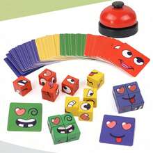 1 Set de Bloques de Construcción de Puzle con Expresiones Faciales Intercambiables, Juego de Mesa, Juguete para 2 Jugadores, Regalo de Juguete de Puzle, Adecuado para Reuniones Familiares - Multicolor - Ver 6