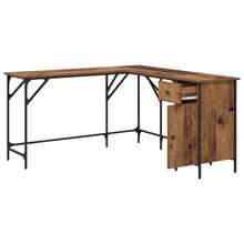 vidaXL Bureau Bois Ancien 141 x 141 x 75 cm Legno d'ingegneria - Castano - Visualizzare 5