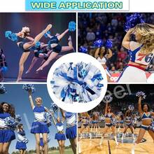 2PCS Plastic Cheerleading Pom Poms With Baton Handle Cheer Pomoms For  Adults Cheering Sports Team Spirit Party - 藍白 - 查看 5