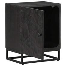 vidaXL Mesa de cabecera negra 40x30x50 cm madera maciza manguier et fer - Negro - Ver 2