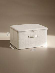 1pc Large Capacity Wardrobe Storage Box, For Clothes, Bedding, And Stationery Organization, With Lid Linen Collapsible Closet Storage Box - Beige - View 12