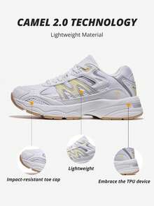 CAMEL CROWN Giày đi bộ nữ, hỗ trợ vòm chân thoải mái, giày thể thao chạy bộ, chống trơn trượt, phù hợp cho tennis và tập gym. - Ngà voi/vàng - Xem 4