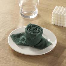 6 Pieces Handmade Wedding Napkins Cloth With Tassels 32*32cm/12.6*12.6inch For Banquet Birthday Everyday Use Square Cheesecloth Raw Edge Tea Towel