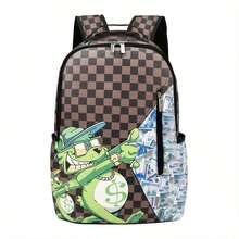 多功能大容量鲨鱼嘴印花背包，简约个性背包，适合返校季，轻便休闲印花背包，随机印花书包，学习用品，学生背包，大容量背包，返校包，带笔记本电脑隔层，便携，送给男友的礼物，送给儿子的礼物，圣诞礼物 - 彩色 - 查看 13