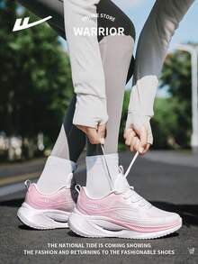 WARRIOR 1 Pair Women's Lace-Up Low-Top Casual Sneakers, Fashionable Mesh Breathable Lightweight Non-Slip Outdoor Sports Shoes - 粉色 - 查看 4