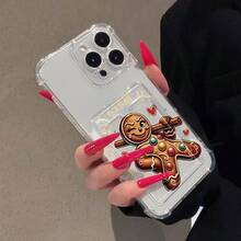 Funda para teléfono con espejo de hombre de jengibre y mensaje dulce. Compatible con  17,  16 Pro Max,  15 Pro Max,  13 y  12. Fabricada en TPU, ofrece una excelente protección contra golpes y caídas. Ideal como regalo divertido para familiares, amigos, celebraciones navideñas y ocasiones especiales como cumpleaños o Navidad. - transparente - Ver 4