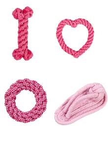 4-Piece Dog Rope Toys Set: Unique Shapes, Tightly Braided Cotton Rope For Durable Chewing & Teeth Grinding - Multicolor - View 12