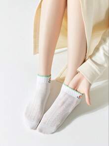 5双男女通用可爱熊兔图案时尚百搭透气防臭袜子 - 彩色 - 查看 4