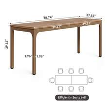 LITTLE TREE 78.7 Inch Extra Long 2 Person Computer Desk - Double Long Workspace For Home Office - Brown - View 2