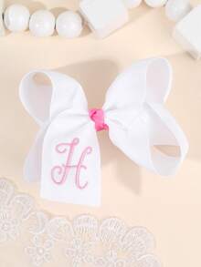 1个26字母蝴蝶结发夹，A-Z字母刺绣蝴蝶结发夹，白色芭蕾舞风格丝带发卡，适合女孩返校礼物、情人节礼物、青少年发饰 - 白色 - 查看 33