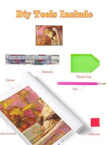 5D DIY Diamond Painting Animal Art Set, Cute Pink Animal & Bathing Scene, Best DIY Gift For Friends - Multicolor - View 3