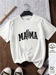 Mama Lightning Shirt, Checkered Mom Tee, Custom Mo-3 - White 4 - View 2