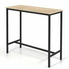 100cm Industrial-Grade Rectangular Steel Bar Counter Dining Table, Adjustable Lever & Footpads, Suitable For Breakfast, Kitchen, And Bar High-Table Dining Experience, Walnut Brown/Rustic Brown - Walnut Brown - View 3