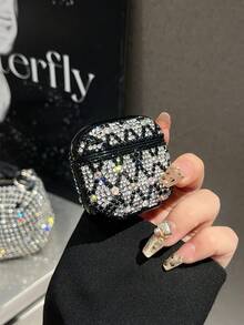1 pieza Estuche protector con cristales de Rhinestone plateado para auriculares Bluetooth - Plateado - Ver 3