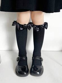 1 đôi tất lưới cao đến đầu gối cho bé gái, có viền ren và khoét lỗ, thích hợp làm tất đồng phục học sinh cho bé sơ sinh và trẻ nhỏ. - Nhiều màu - Xem 15