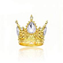 1 szt. Miniaturowa okrągła korona barokowa ze stopu metali, korona urodzinowa, tiara na prezent dla dorosłych kobiet, dekoracja na przyjęcie urodzinowe, ślubne akcesoria do włosów - Wielokolorowy (wersja mała) - Zobacz 15