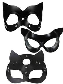 Máscara de gato para mujeres, máscaras de mascarada para mujeres, máscaras de conejo, máscara de cara de gato para discoteca, cóctel y cosplay - Negro - Ver 1
