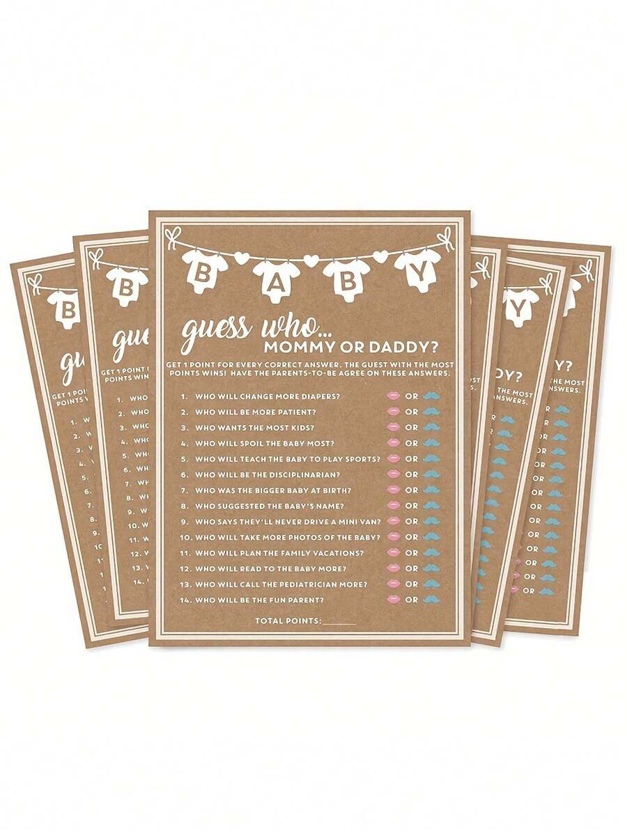 Bộ trò chơi tiệc mừng em bé gồm 40/20/10 món, phù hợp cho bé gái hoặc bé trai, chủ đề "Nếu tôi là mẹ hoặc bố", các thẻ hoạt động vui nhộn, trò chơi tiệc mừng em bé, phong cách unisex, sáng tạo. - Nhiều màu - Xem 1