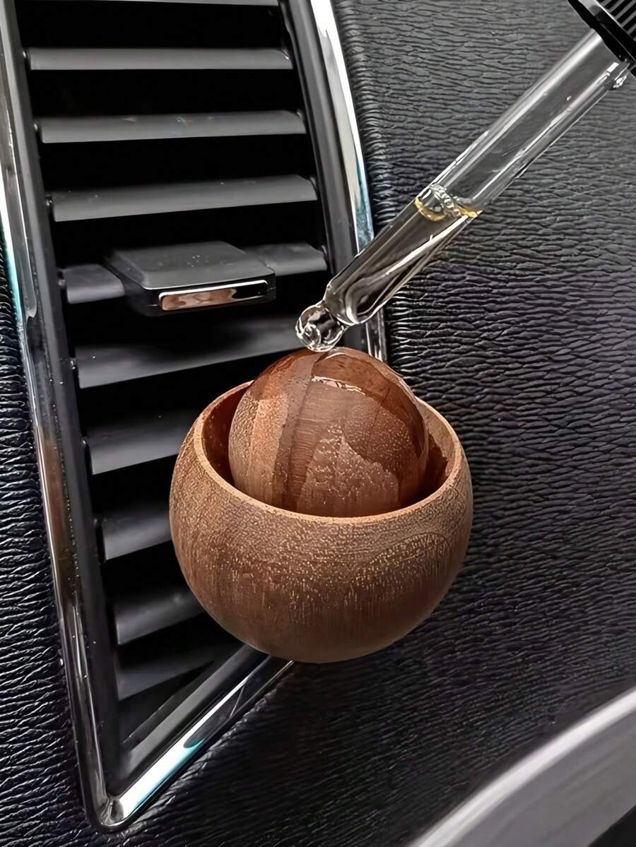 手工汽车空气清新剂扩散器 - 天然黑胡桃木香氛扩散器，设计优雅，无香精，适用于汽车内饰、家居、办公室，无需电池，汽车空气清新剂扩散器，办公室香氛，装饰性扩散器