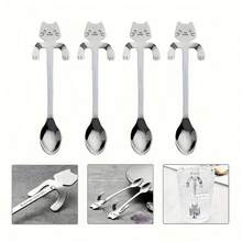 3/2/1件套可爱猫咪造型不锈钢勺 - 非常适合盛放咖啡、甜点和冰淇淋 | 耐用厨房用具，适合聚会和节日使用 - 彩色 - 查看 7