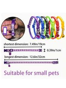 宠物猫项圈，防窒息可调节安全扣猫项圈，适合小型猫狗，10个装，随机款式 - 彩色 - 查看 9