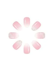 24 piezas de pegatinas de uñas ovaladas cortas, arte de uñas francés con brillo nude ombre, minimalista elegante, cobertura completa de fácil aplicación, adecuado para uso diario, vacaciones, fiestas y reuniones, superficie lisa, imprescindible para entusiastas de la moda Uñas postizas - Multicolor - Ver 3
