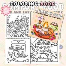 46-220g Livro de Colorir de Algodão Doce Quente e Doce, Livro de Colorir de Papel de Pele Macia, Estilo Curativo, Padrão de Comida de Algodão Doce, Esquema de Cores Rosa e Marrom, Inclui Detalhes de Borda Queimada, Colorir para Alívio do Estresse, Adequado para Uso Diário, Papelaria e Suprimentos Escolares, Adequado como Presente para Meninas, Dia dos Namorados, Ano Novo - COMIDA CONFORTANTE - Visão 3