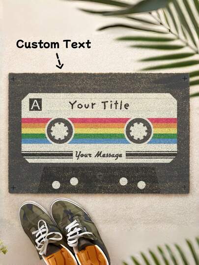 1 قطعة سجادة منطقة شريط كاسيت مخصص بنص، سجادة خليط موسيقى ال- 90 مخصصة، بساط رمي رجعي، هدية فريدة لعشاق الموسيقى، هدية إبداعية، مثالية لعيد الميلاد والعطلات والمناسبات الخاصة