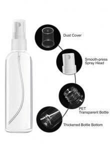 15pcs (100ml/30ml) Travel Size Spray Bottles Set, Travel Spray Bottles With Labels And Funnel - Fine Mist, Refillable, Reusable, Leak-Proof, Suitable For Cosmetics, Essential Oils, Shampoo, Hand Wash And Sunscreen, Low Allergenicity, With White Pump Head And Nozzle, Ideal For Travel And Home Use. - Multicolor - View 3