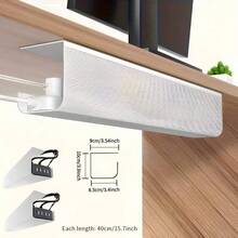 1 pieza Bandeja organizadora de cables de computadora, soporte de gestión de cables debajo del escritorio, caja ocultadora de cables sin necesidad de taladrar - Blanco - Ver 9