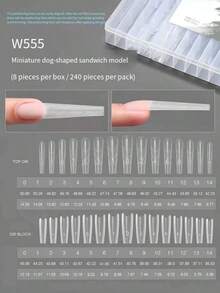 60 piezas/paquete Molde original de arte de uñas tipo sándwich, molde de extensión de uñas en forma de ataúd, apto para extensión de uñas de gel y acrílico, no necesita recubrimiento de gel, 15 tamaños, apto para extensión de uñas DIY, herramientas de salón de uñas - Multicolor - Ver 10