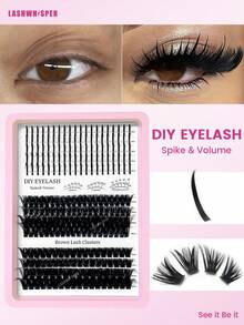 262pcs DIY Manga Fairy Lash Clusters & Spikes, Wispy Thick False Eyelashes For At-Home Makeup,Lash Glue Not Included - Pink - View 9