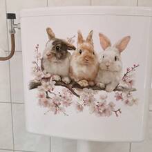 BRUP 1 Sheet Cuddly Bunnies Wall Stickers, 4 Rabbits Stacking , Cute Animal Cluster Design For Nursery Kids Room Door Decor, Removable Peel And Stick Decals, BFF Friendship Theme Art - Multicolor - View 7