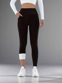 Women's Thermal Fleece Leggings - Autumn Winter High Waist Slim Fit Warm Pants - 黑色 - 查看 7