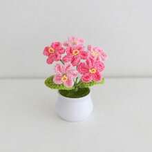 Handmade Flower Finished Products - Forget-Me-Not Artificial Flowers, Small Potted Plants, Home Decoration Ornaments, Creative Gifts, Knitted Flowers - 漸層粉紅色 - 查看 12