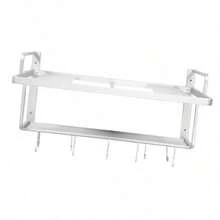 Microwave Oven StandSoporte para Horno de Microondas de Doble Capa Estante para Horno de microondas de Aluminio Organizador Estante Alenamiento Cocina con 10 Ganchos - Verde Oliva - Ver 4