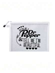 Funny Canvas Cosmetic Bag ,Printed With "Beautiful" Mesh Bag,- Lightweight Foldable Zipper Makeup Bag | Easy To Clean, Multi-Functional Makeup Case, Suitable For Travel And Holiday Gifts, Cosmetic Storage Bag, Mini Makeup Bag, Travel Makeup Bag - Multicolor - View 14